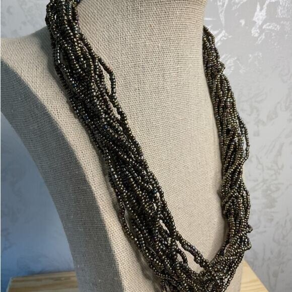 Multistrand Seed Bead Necklace With Twist Design - Picture 2 of 4